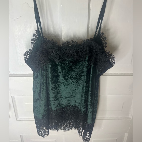 Lace trimmed crushed velvet camisole top - Picture 4 of 4